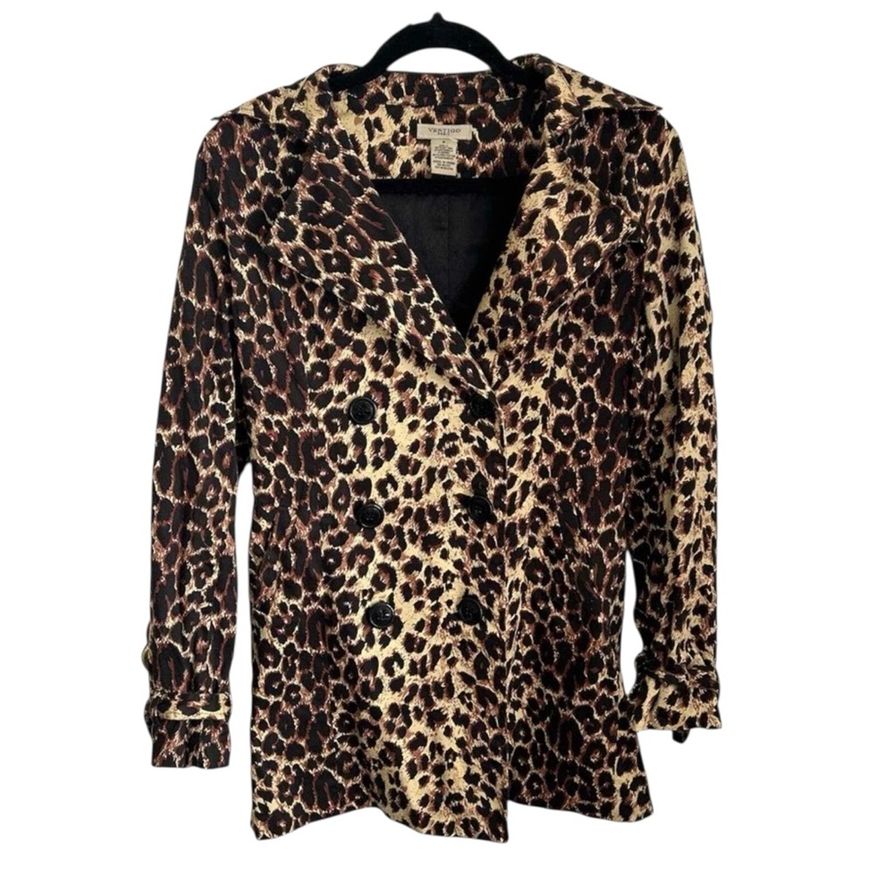 Vertigo Paris Leopard Print Double Breasted Coat Size Large - Picture 4 of 7